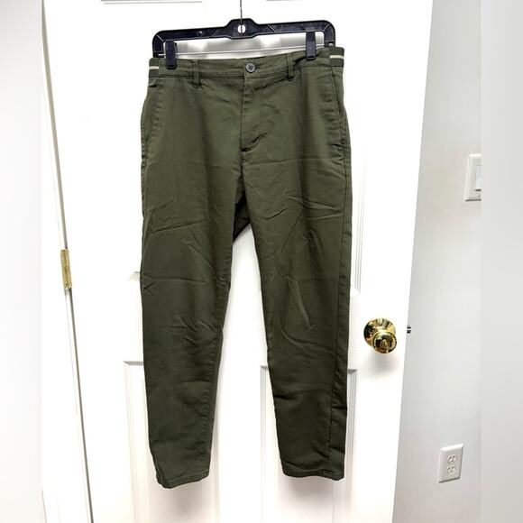 Zara Elastic Waist Pants, Olive Green, Ribbon Waist, Straight Leg, size S - Picture 1 of 8